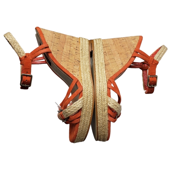 White House Black Market Jupiter Terra Cotta Suede Strappy Wedge Espadrilles 7 - Picture 4 of 10